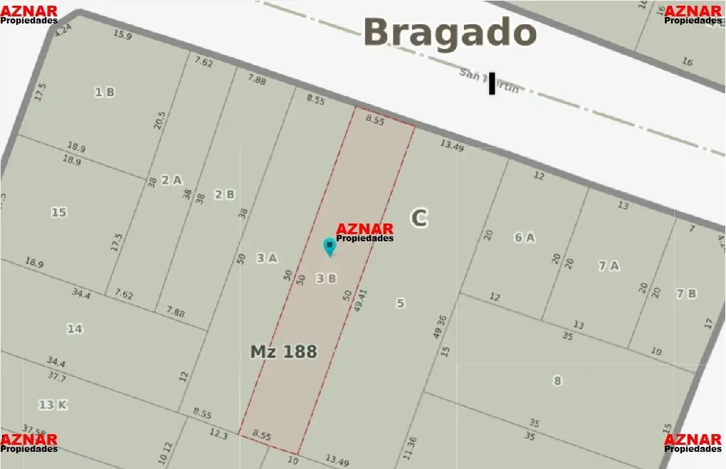 Terreno en venta en San Martín Nº 541 e/ Constantino y Quenard