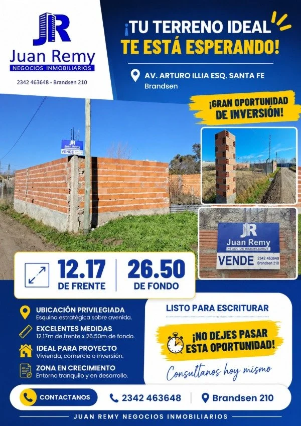 TERRENO EN ARTURO ILLIA Y SANTA FE