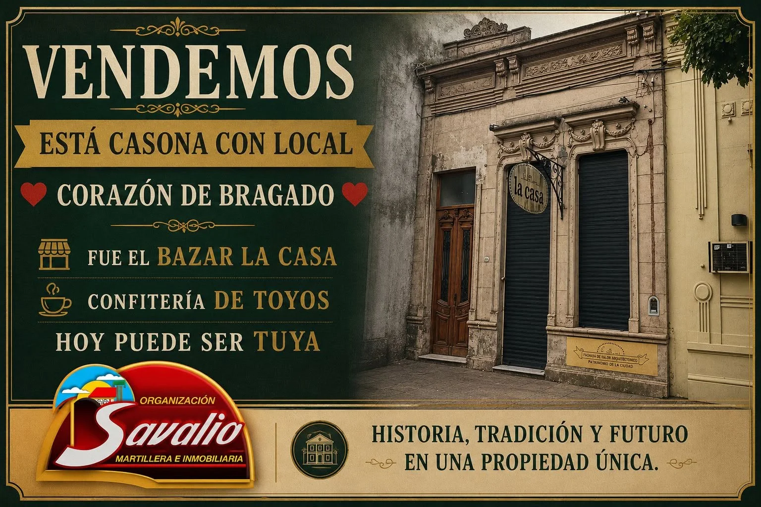 BRAGADO - VENTA - PELLEGRINI AL 1.300 - MICROCENTRO - E/ MITRE Y BROWN - LOCAL Y CASONA C/ PILETA - 50 MTS DE FONDO - CONSULTAS, INFORMES Y VALORES UNICAMENTE EN FORMA PERSONAL EN N/ OF. DE CALLE SAAVEDRA N°30 - BRAGADO