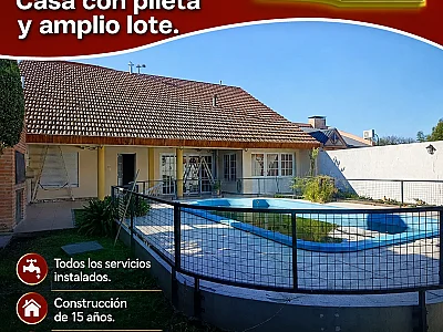 BRAGADO - VENTA - ALEM N°1638 - CONSTRUCCION DE 15 AÑOS . CASA - 2 DORMITORIOS, GRAN LIVING COMEDOR, COCINA, BAÑO, COCHERA, GALERIA, PILETA PARRILLA. T/L/ SERVICIOS. CALEFACCION. LISTA P/ HABITAR. CONSULTAS Y VALORES PERSONALMENTE EN SAAVEDRA 30- BRAGADO