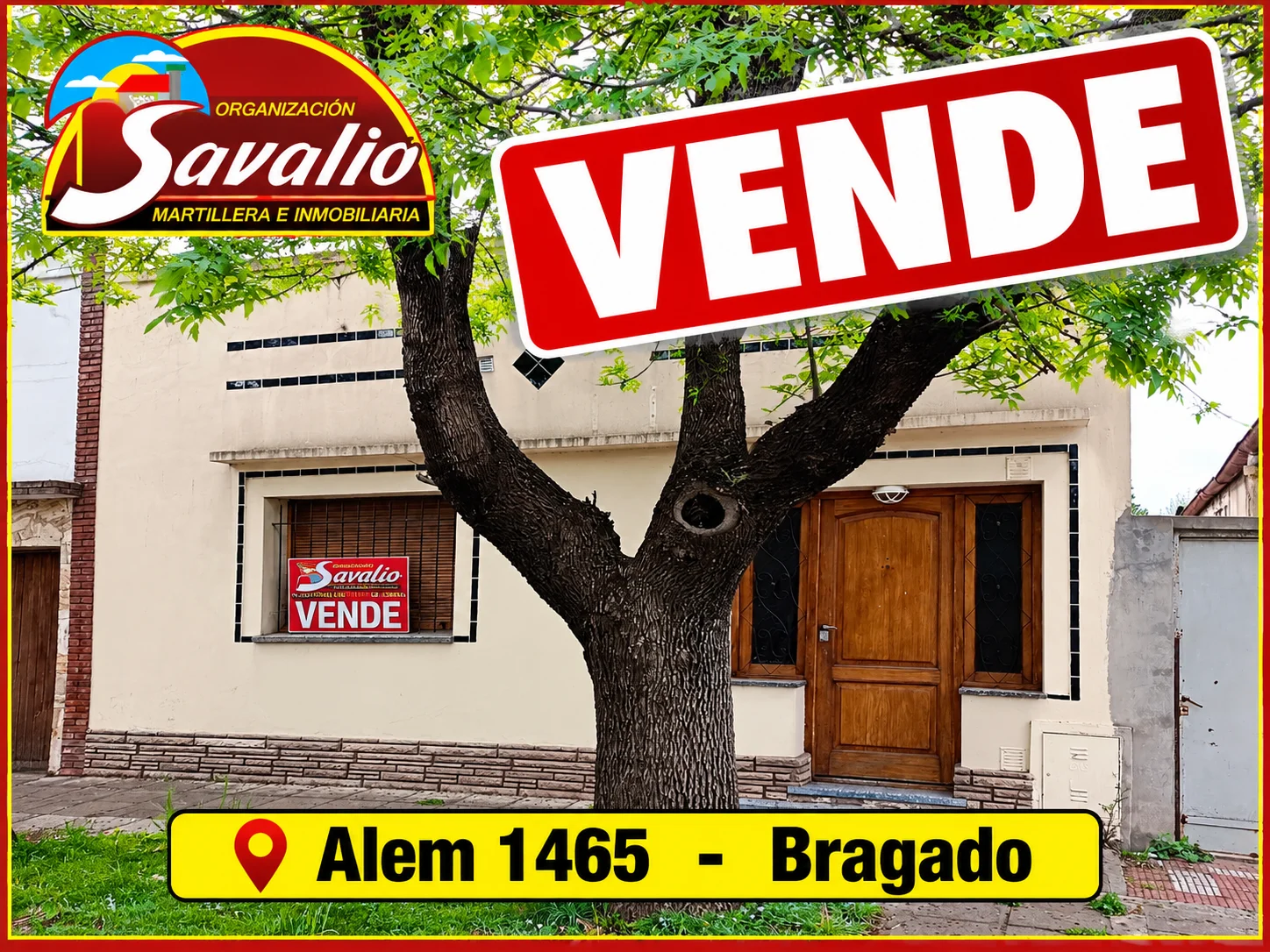 BRAGADO - VENTA CASA - CALLE ALEM 1620 - EXCELENTE BARRIO 2 DORMITORIOS Y DEPENDENCIAS . PATIO . U$S. 45.000.- . INFORMES SAAVEDRA 30 - SAVALIO PROPIEDADES