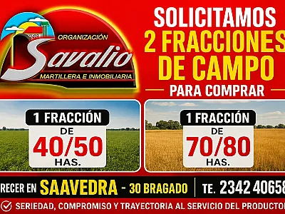 SOLICITAMOS CAMPOS EN VENTA - 2 FRANCCIONES