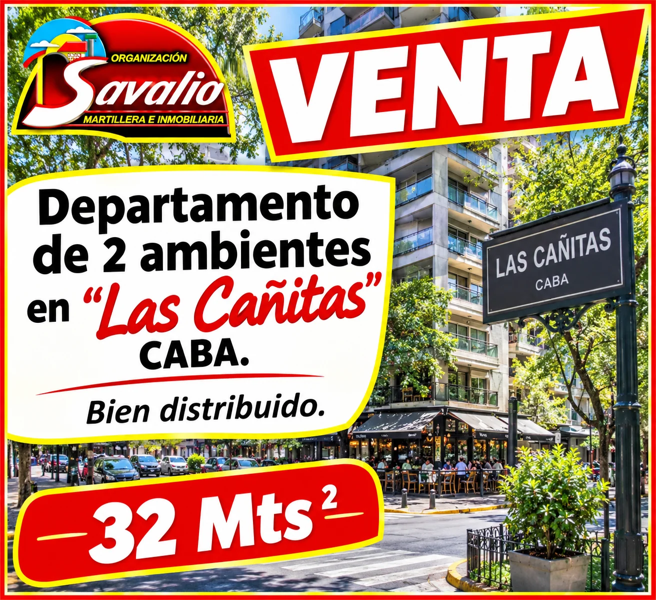 venta - departamento de 2 ambientes en "las cañitas" caba.