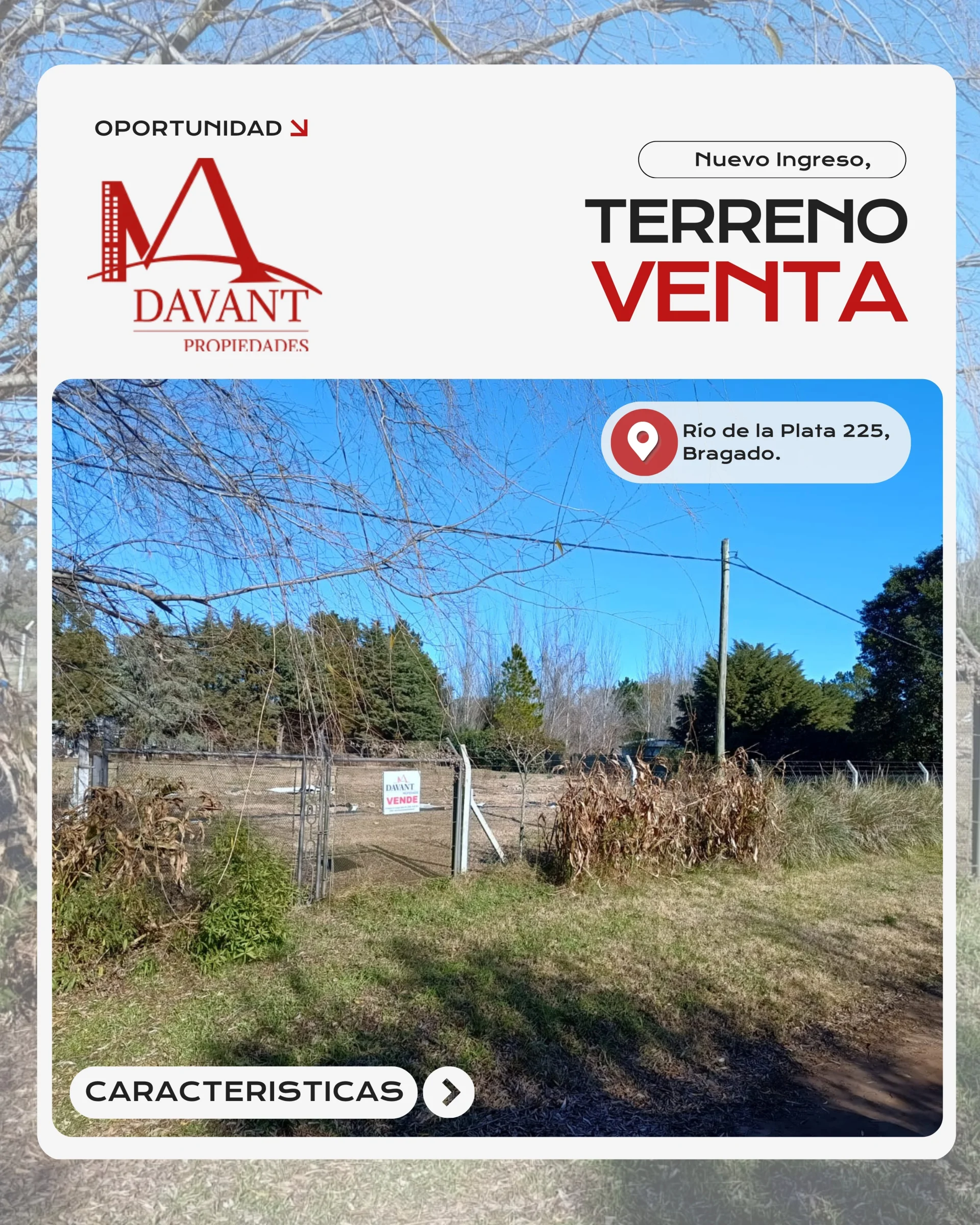 TERRENO EN VENTA. RIO DE LA PLATA 225